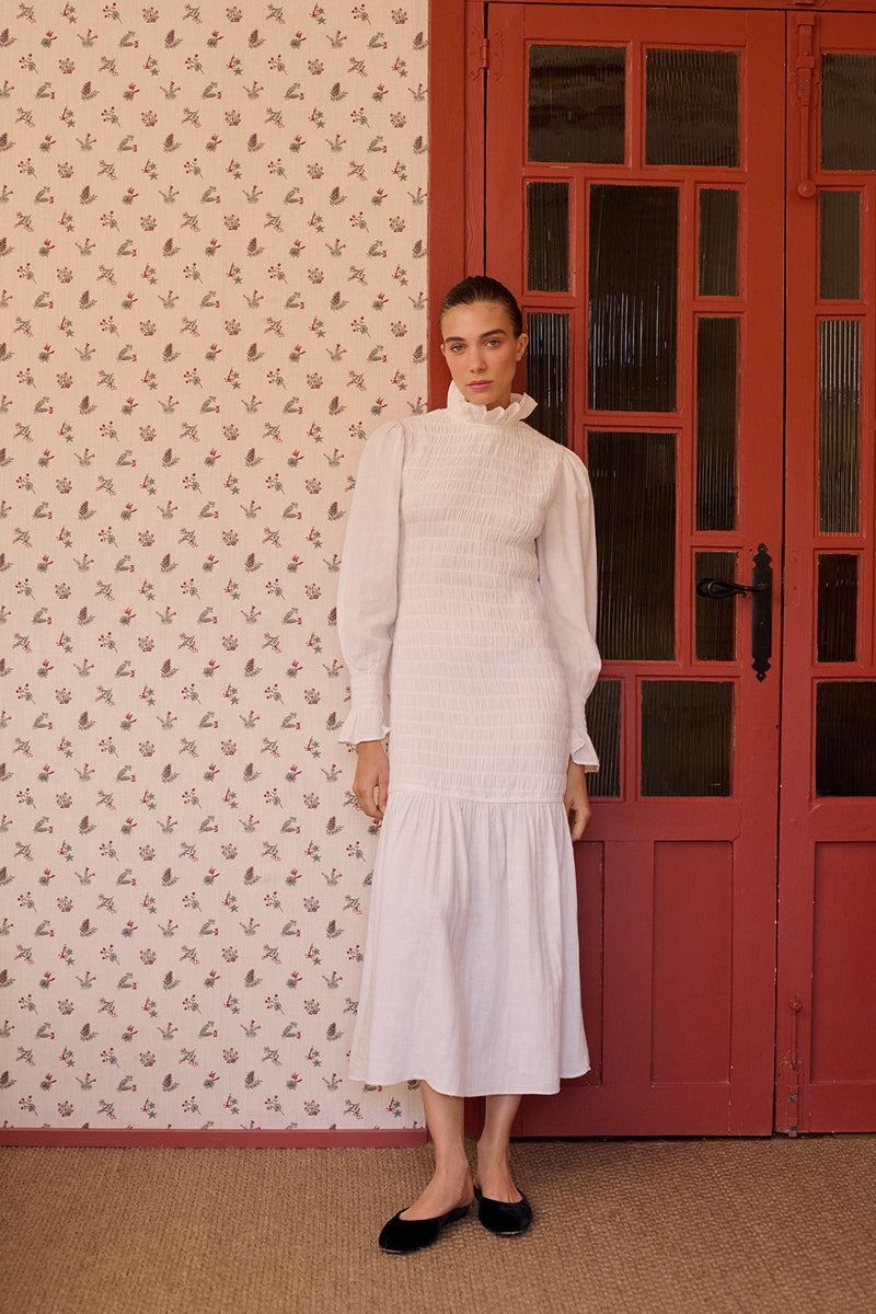 Aleria Long Dress with Smocks