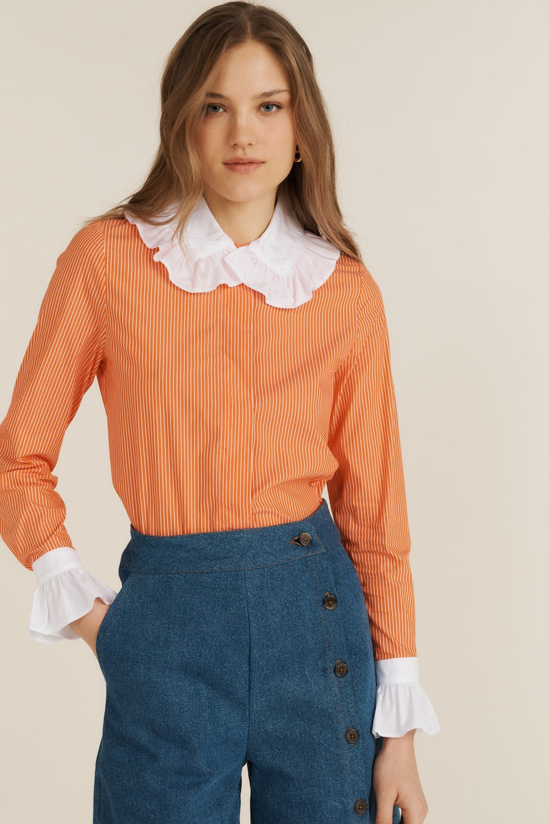 Boissiere Shirt | Boissiere Shirt Orange Stripes – Maria de la Orden
