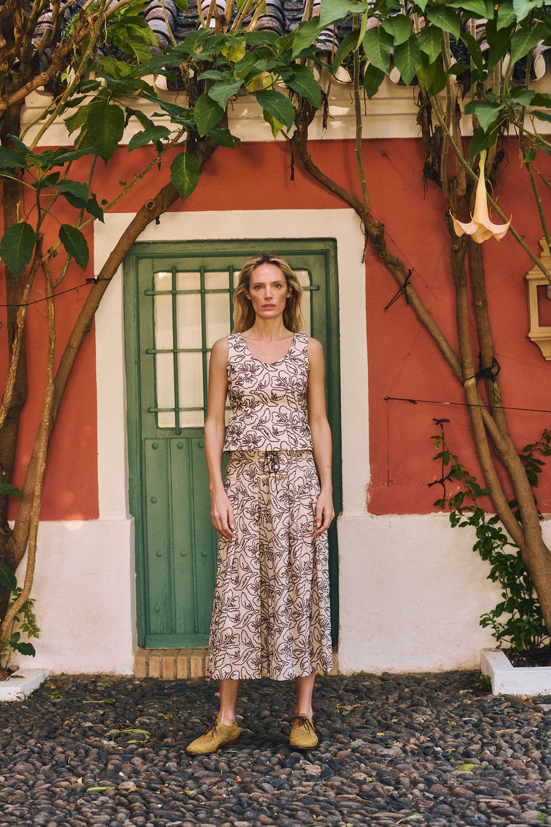 Maria de la Orden | Sydney Skirt Lace Flowers Mocha