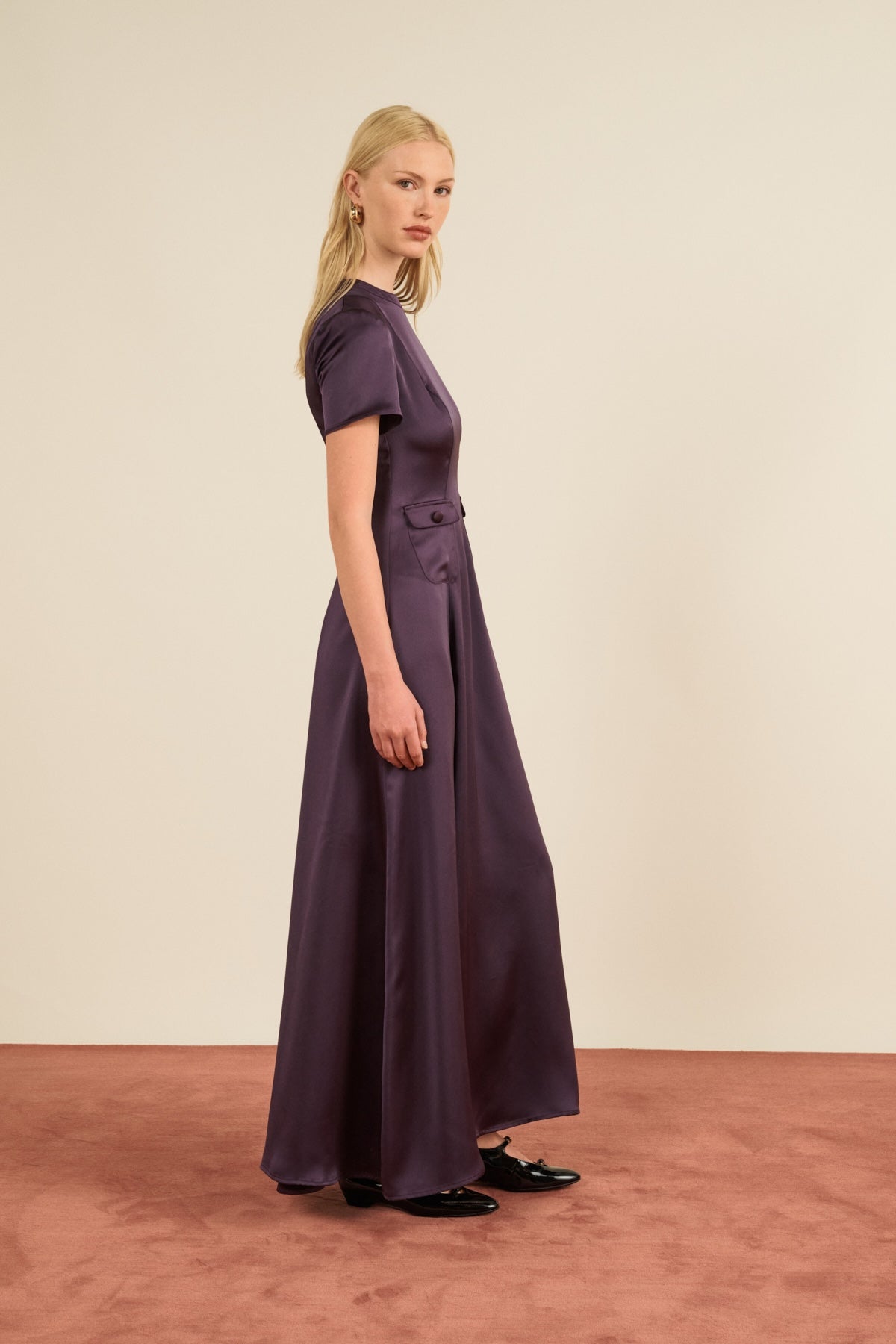 Maria de la Orden | Albane Dress Short Sleeves Plum