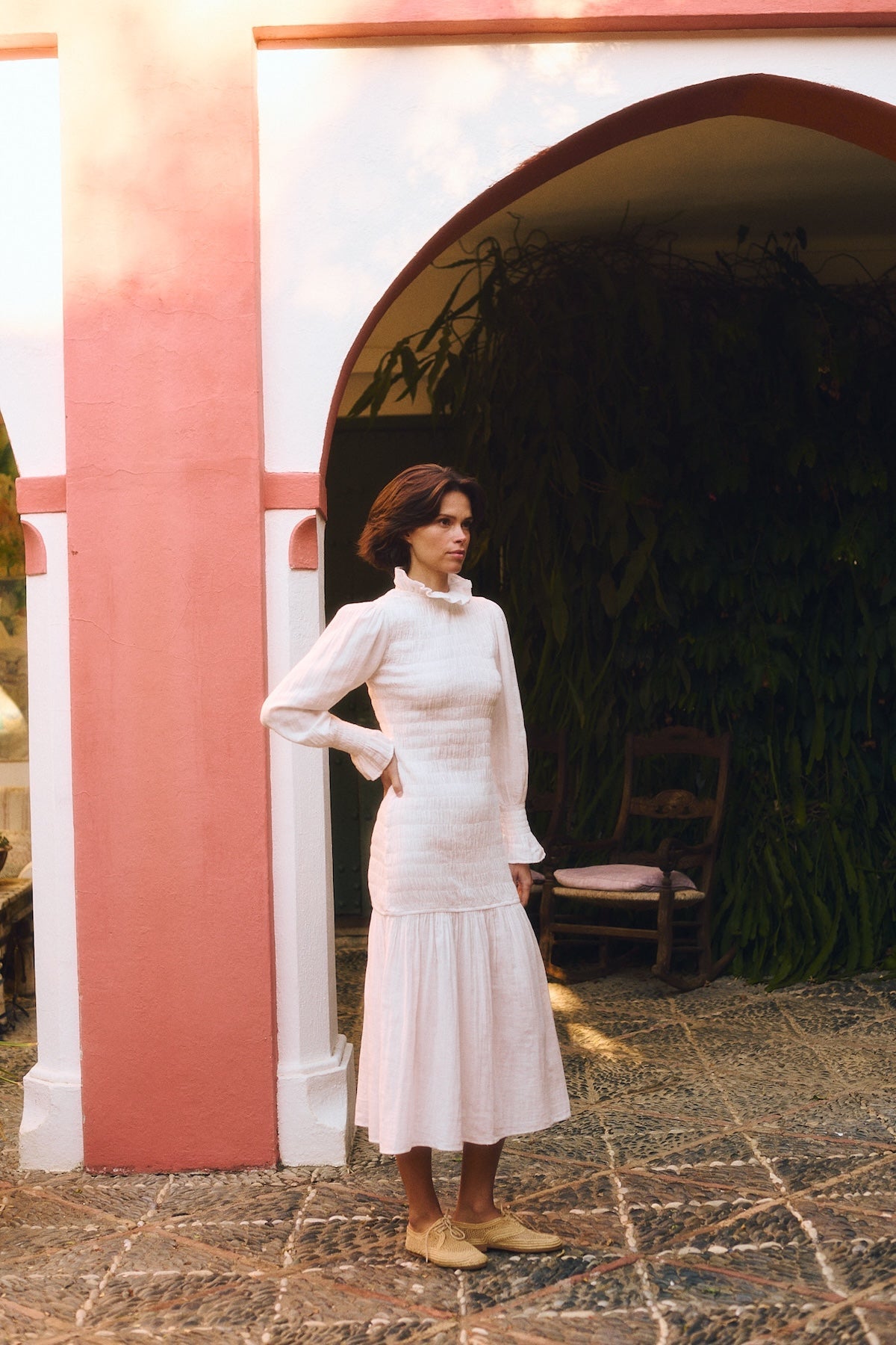 Aleria Long Dress with Smocks | Maria de la Orden