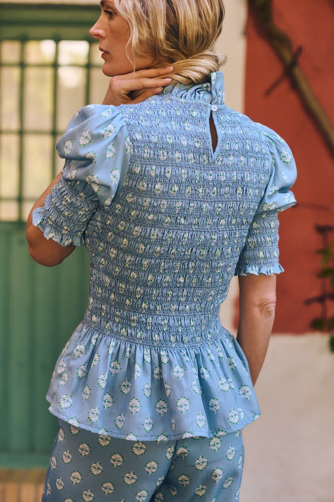 Maria de la Orden | Aleria Shirt SS Blue Flowers