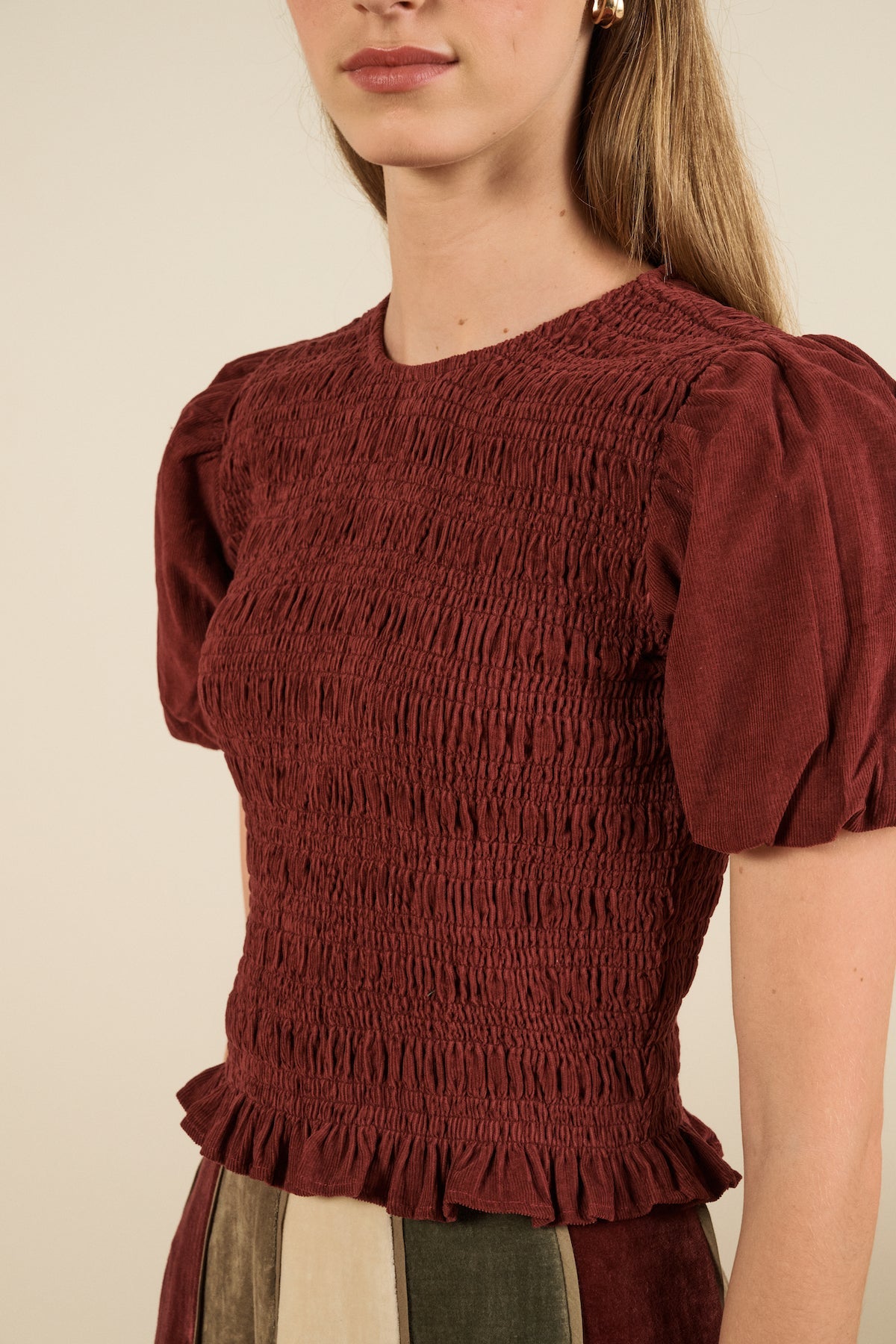 Maria de la Orden | Baila Top Burgundy Corduroy