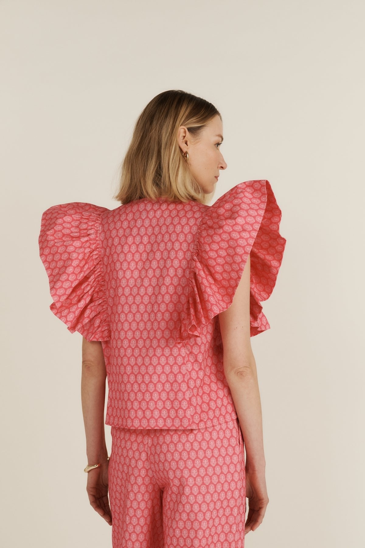 Maria de la Orden | Barry Top Pink Flowers Twill