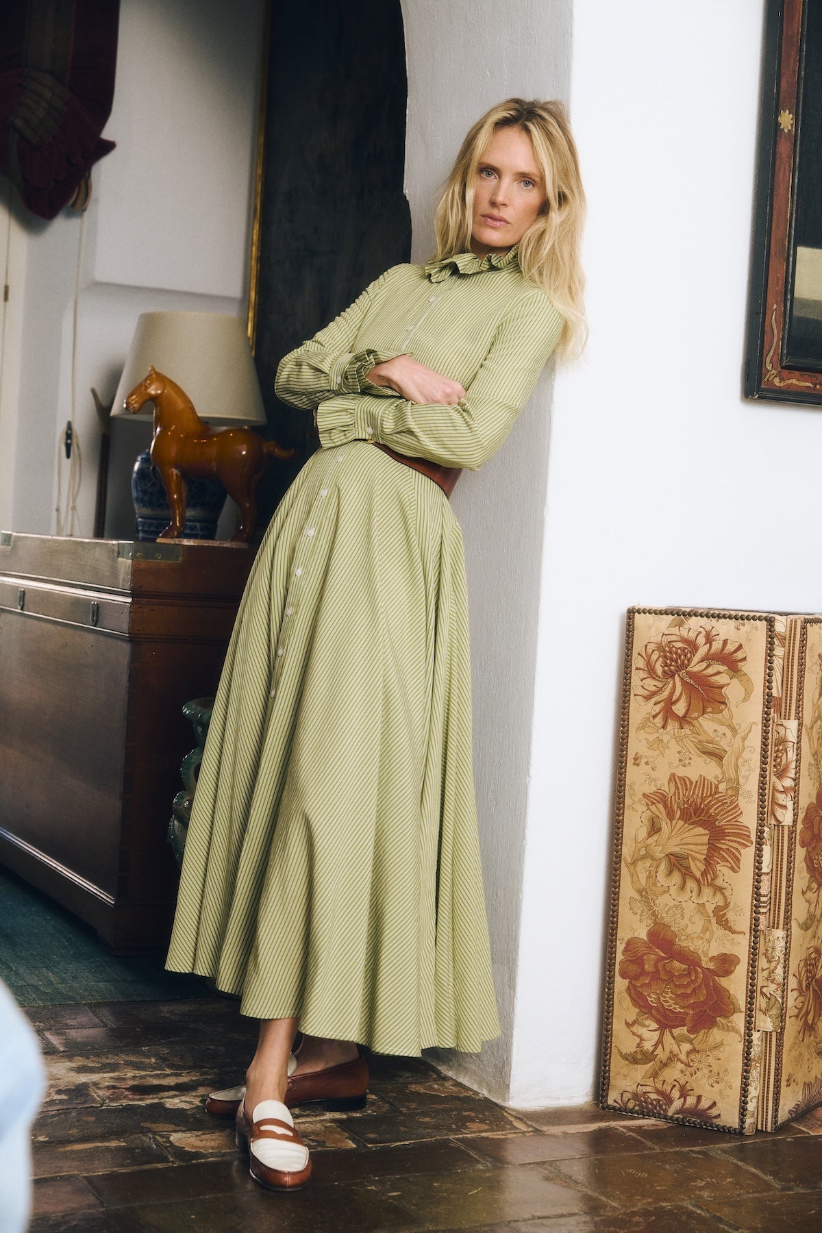 Bisou Dress - Green Stripes
