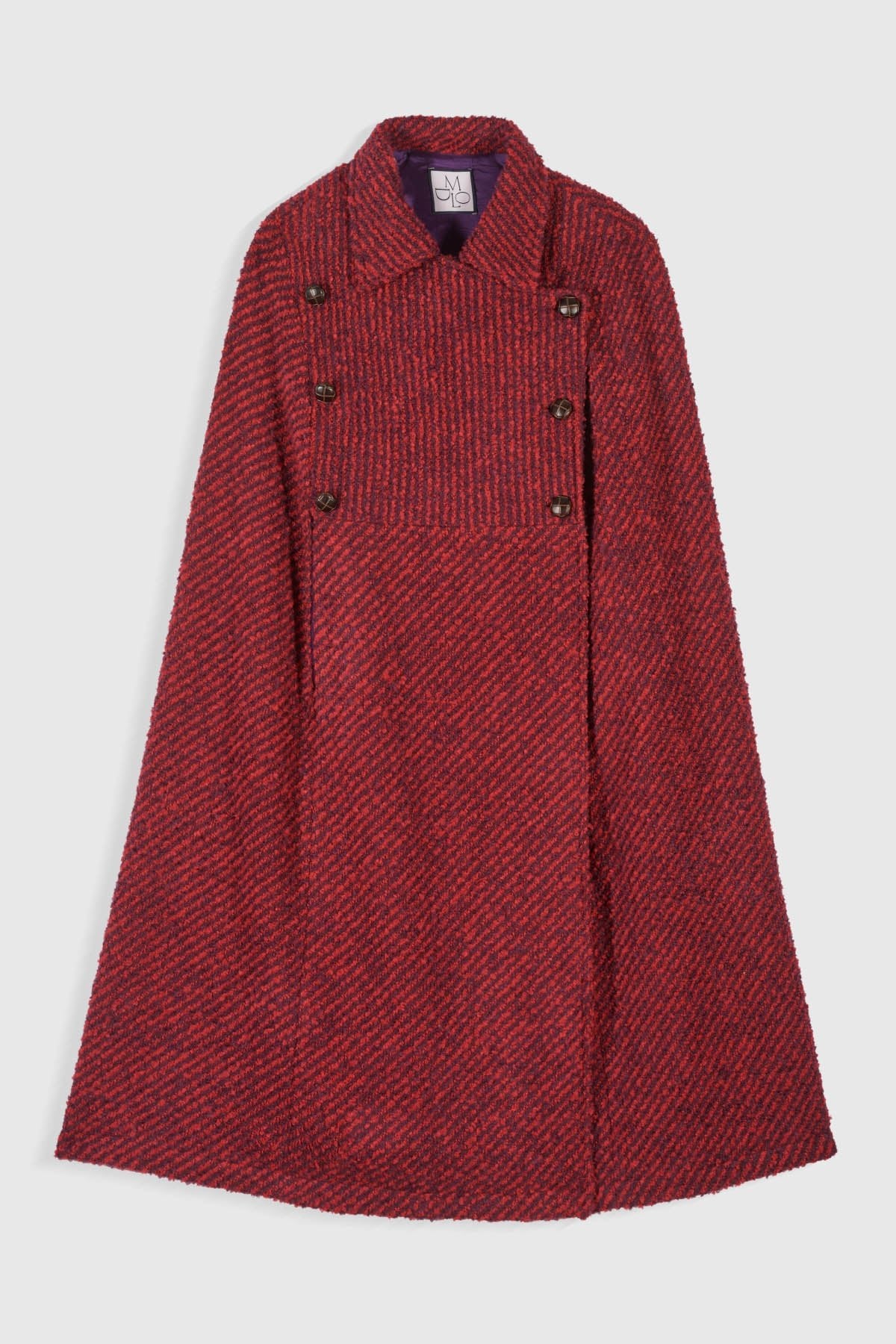 Camila Red Merino Wool Cape | Maria de la Orden