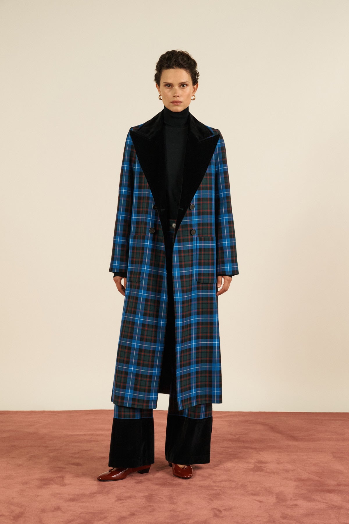 Cesar Coat Blue Checks – Maria de la Orden