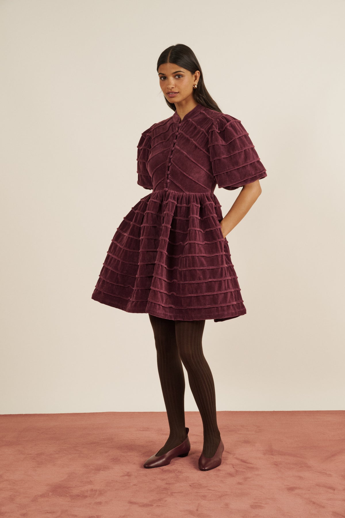 Maria de la Orden | Daisy Dress Windsor Wine Velvet