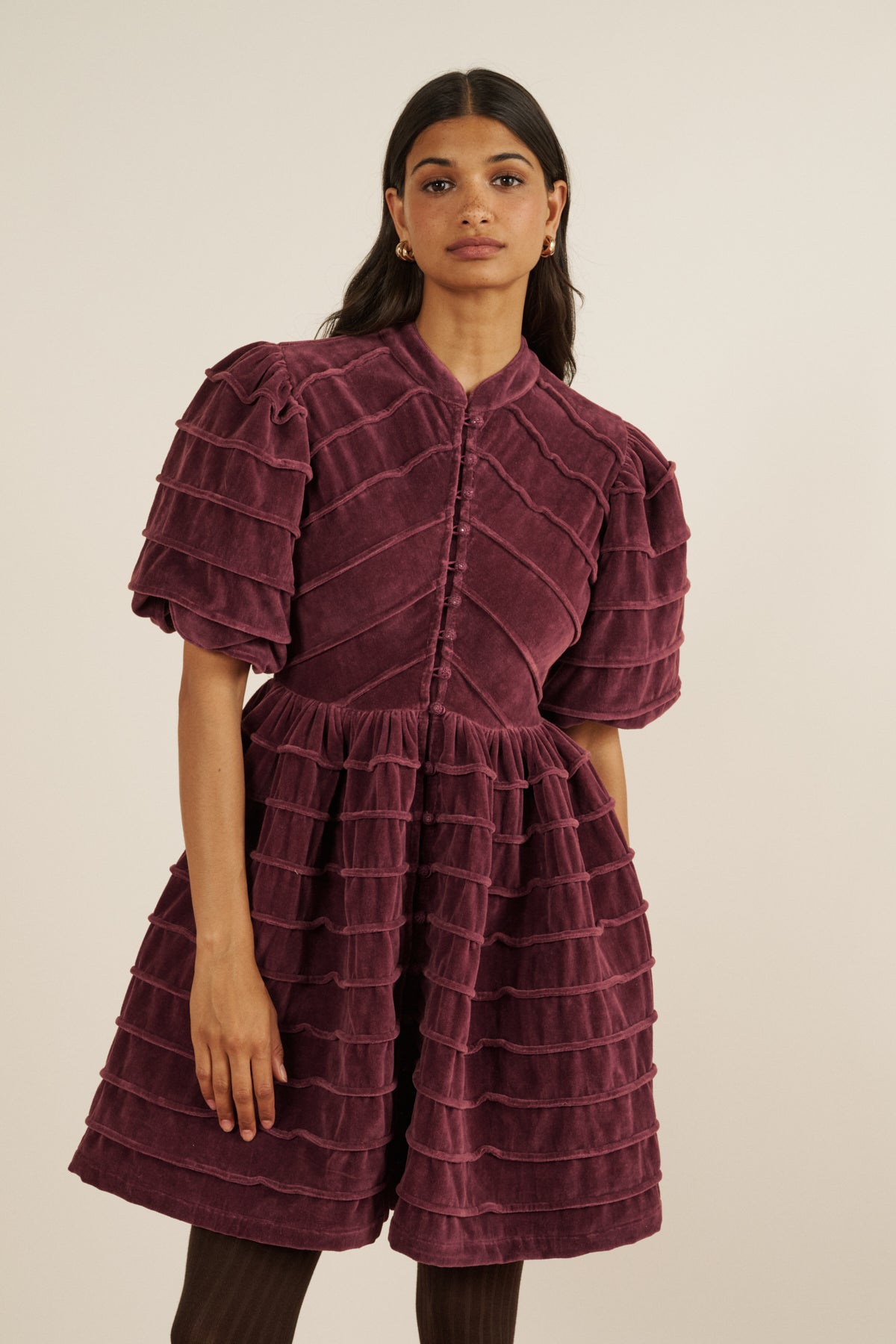 Maria de la Orden | Daisy Dress Windsor Wine Velvet