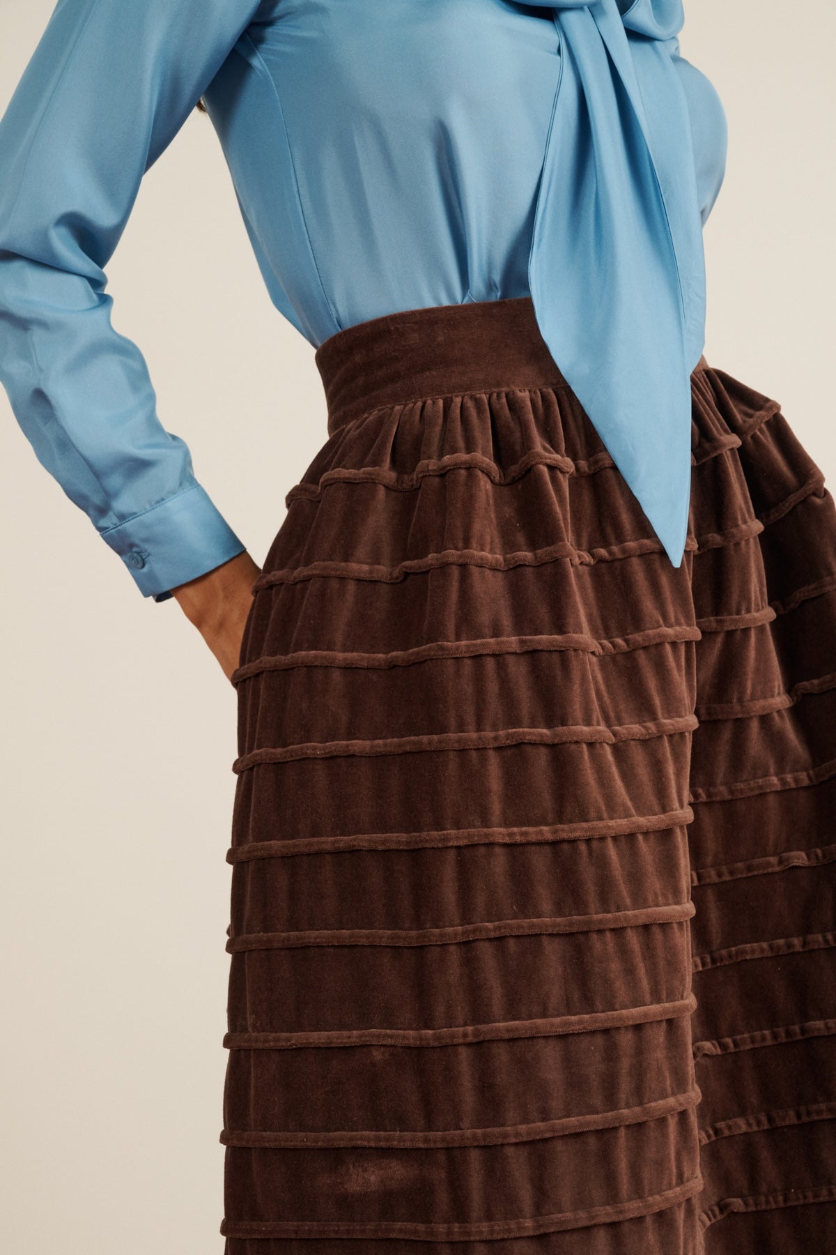 andwang layerd label skirt 正規品 Sサイズ Maria de la Orden | Daisy Long Skirt Brown Velvet