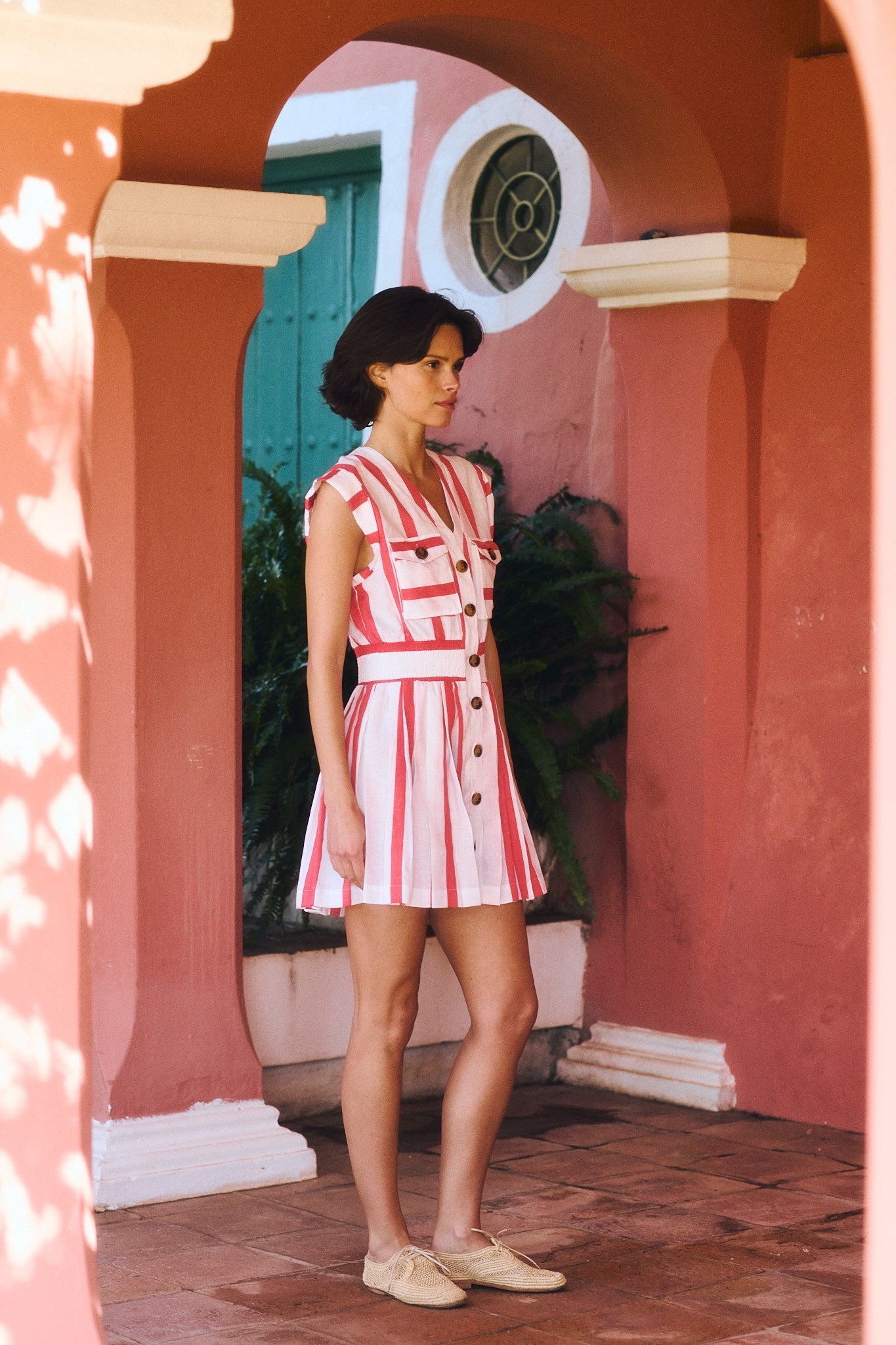 pink and red striped dress Delila Dress - Red Stripes