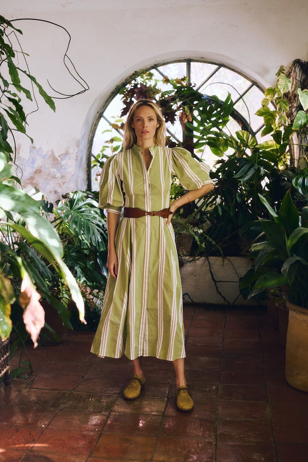 Dimitra Dress - Green Stripes - Maria de la Orden Dimitra Dress - Green Stripes - Maria de la Orden
