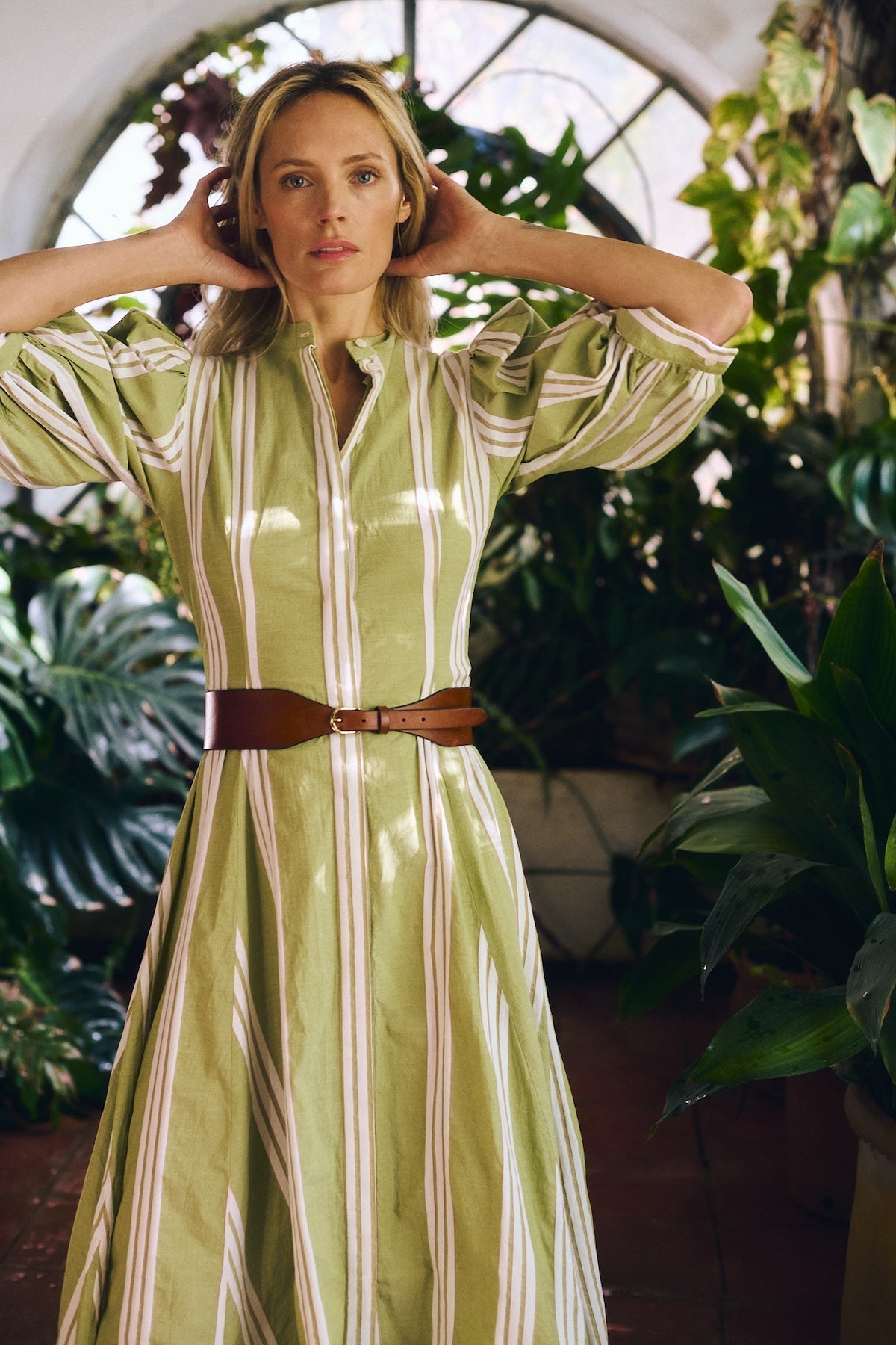 Dimitra Dress - Green Stripes
