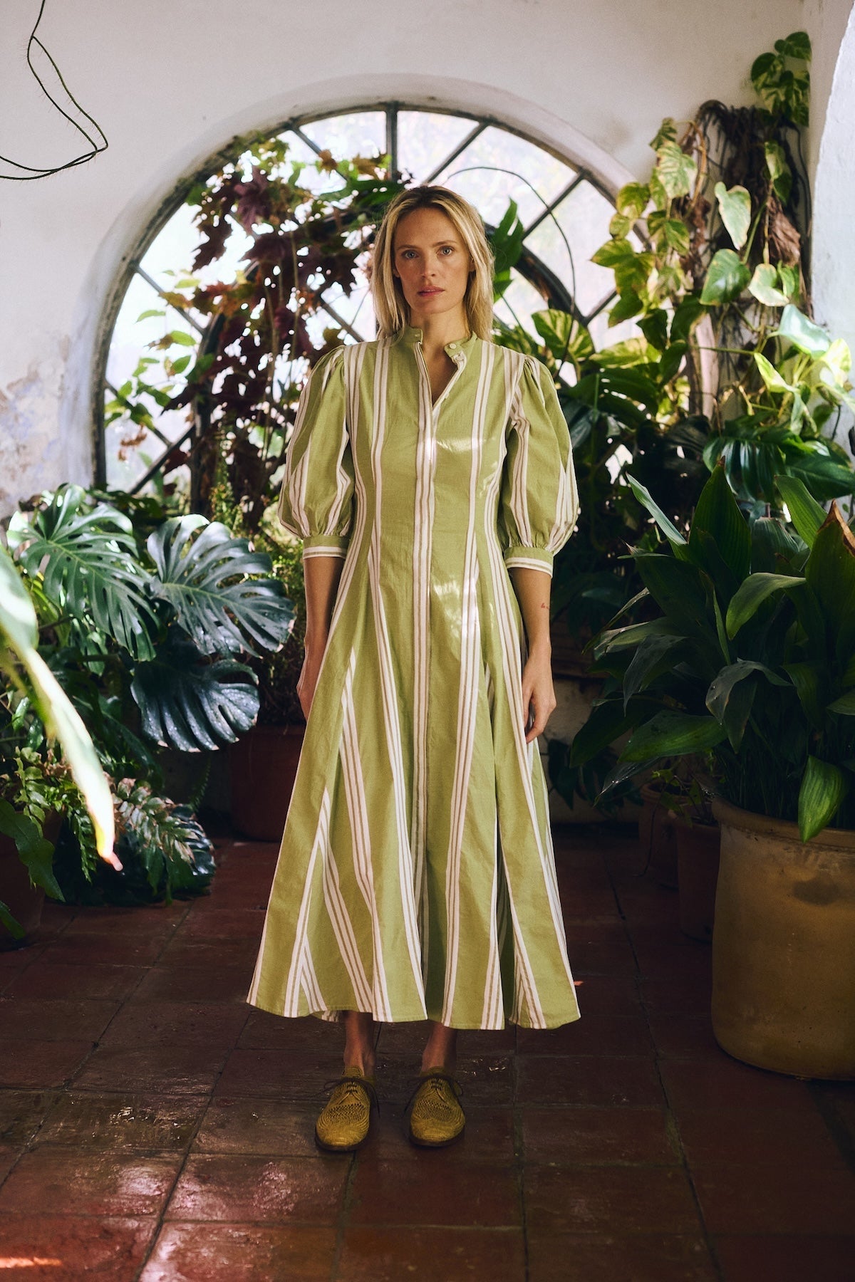 vintage wedding dress 20s Dimitra Dress - Green Stripes