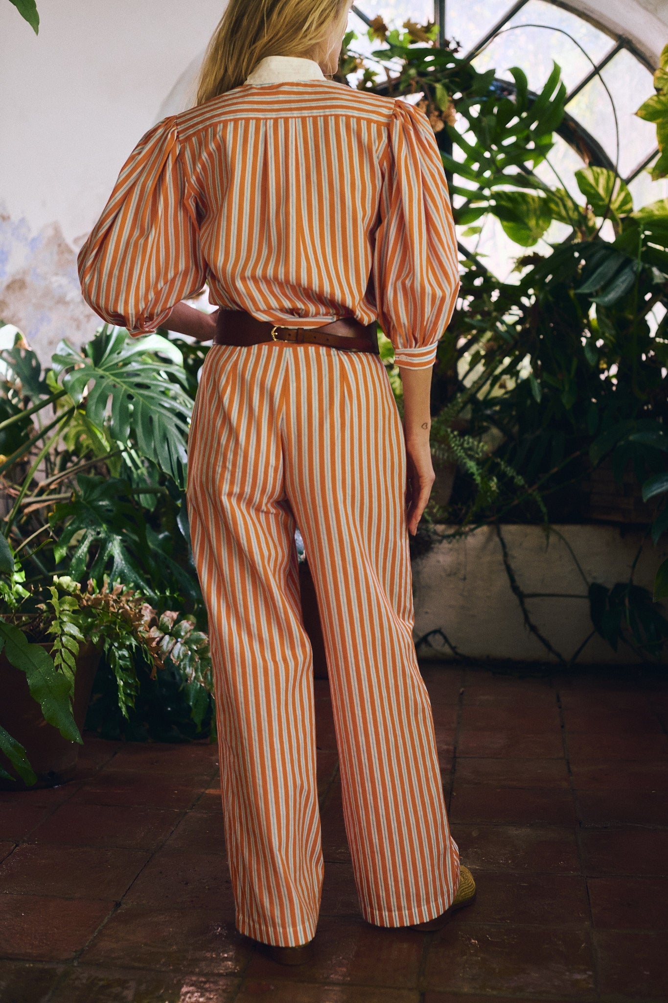 Maria Sarah Shopです。 Maria de la Orden | Dimitra Shirt Orange Stripes