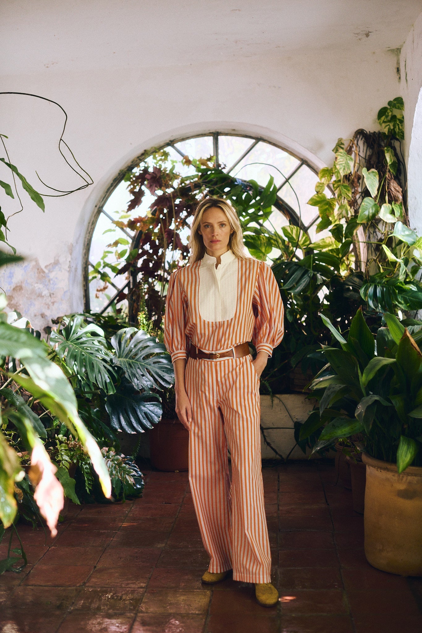 Maria de la Orden | Dimitra Shirt Orange Stripes