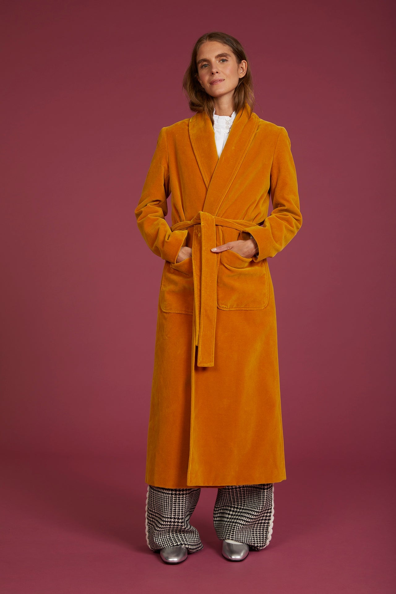 Maria de la Orden | Grape Coat Mustard Velvet