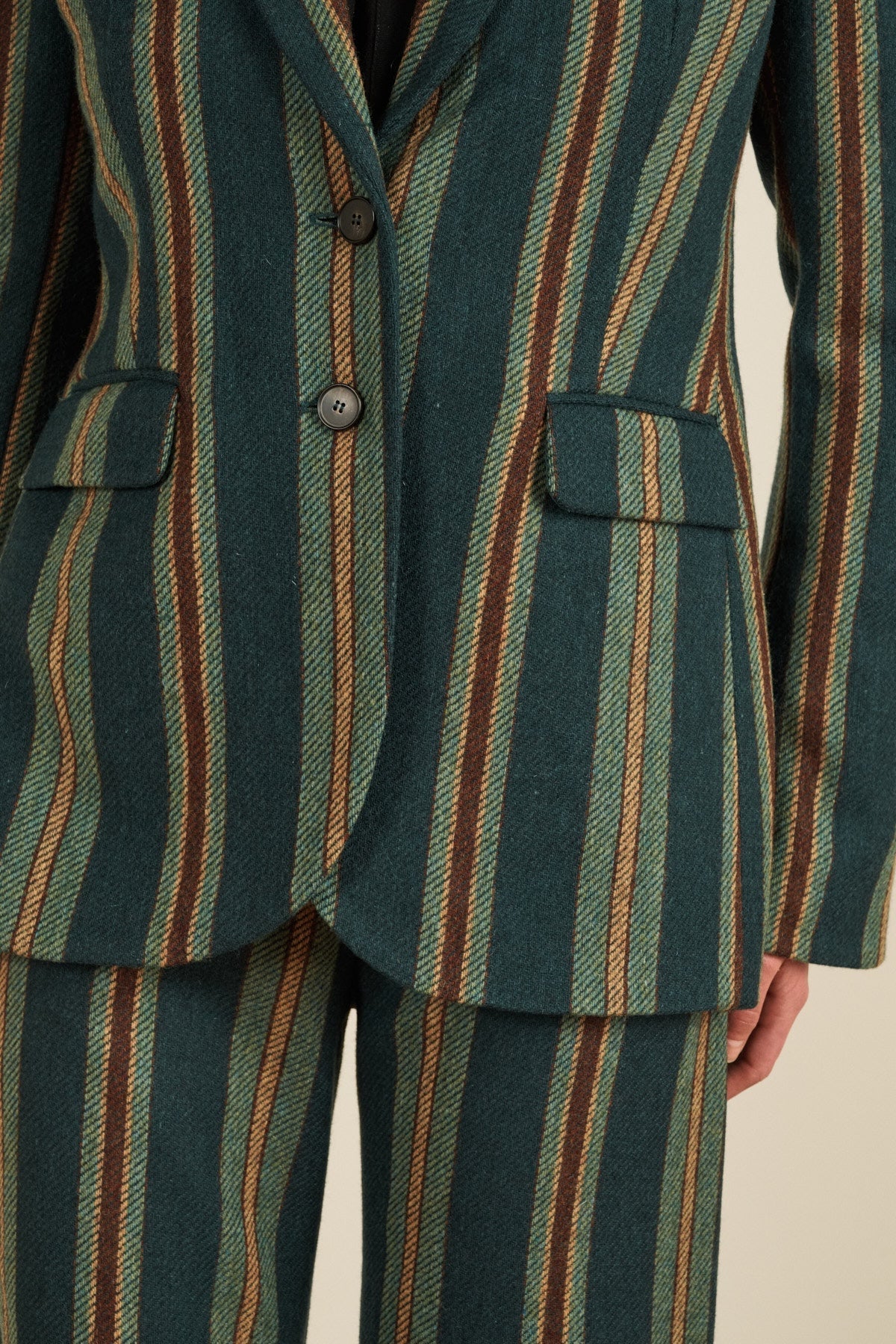 Maria de la Orden | Juliet Jacket Green Wool Stripes