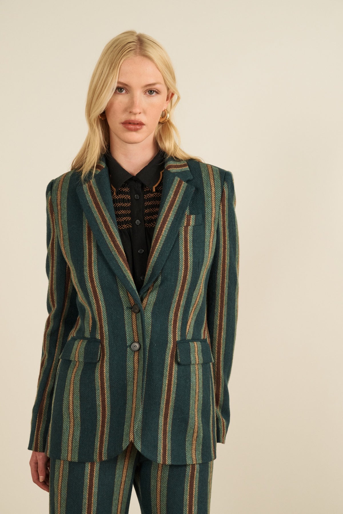 Maria de la Orden | Juliet Jacket Green Wool Stripes