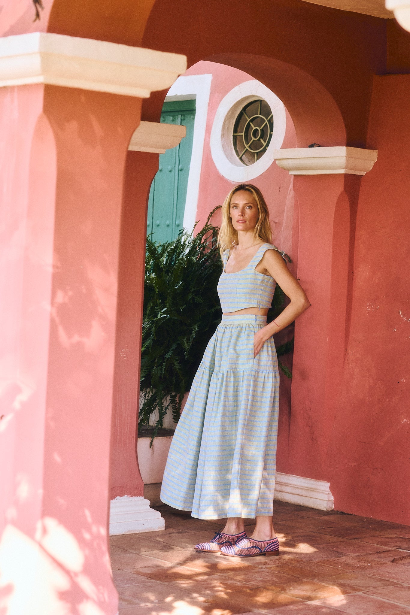 Maria de la Orden | Larissa Skirt Pistachio Stripes