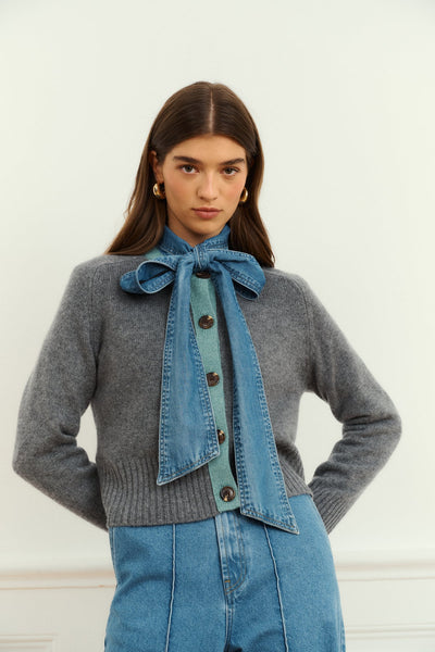 ★LAMEREI★ SeeThrough Cardigan[LMBDSW239]2color Maria de la Orden | Leti Cardigan Heather Grey
