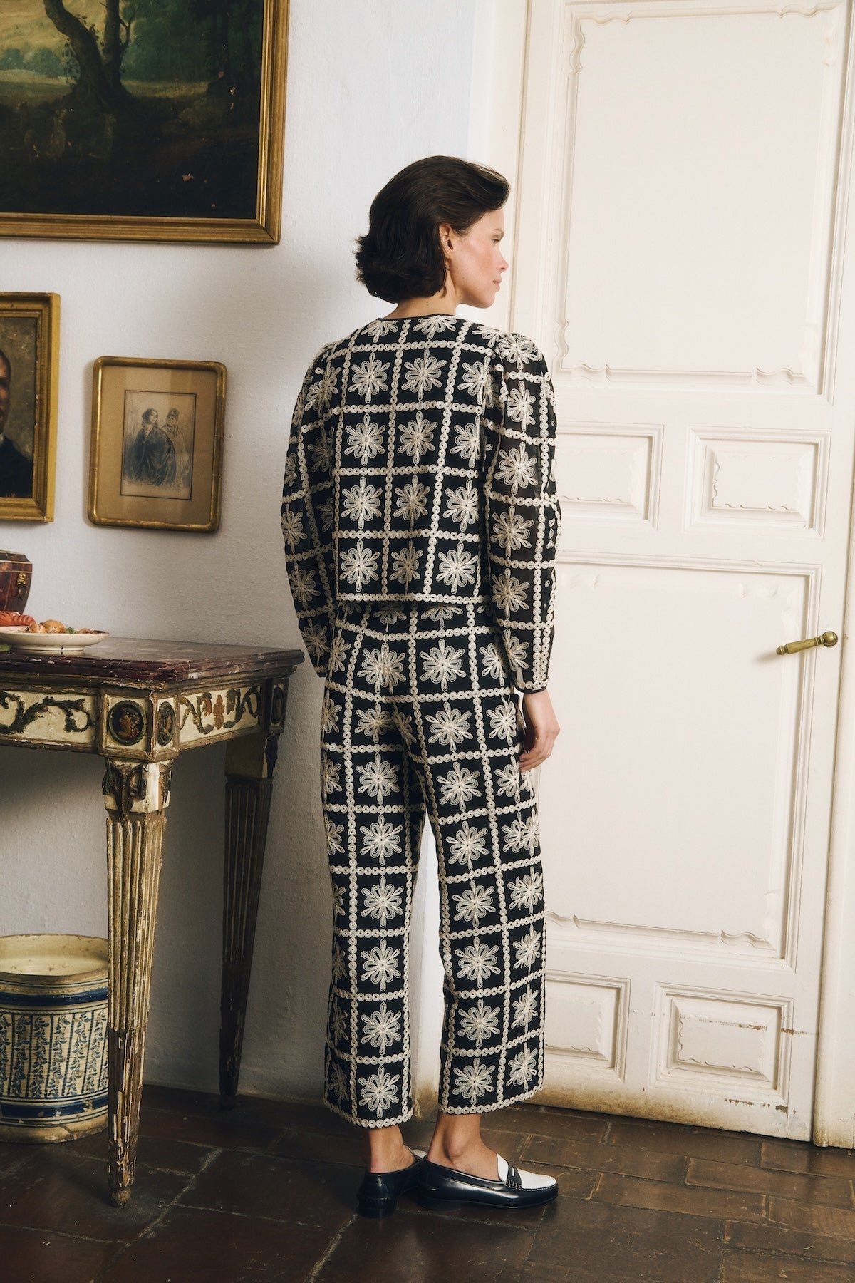 Maria de la Orden | Niza Pants Lace Daisy B&W