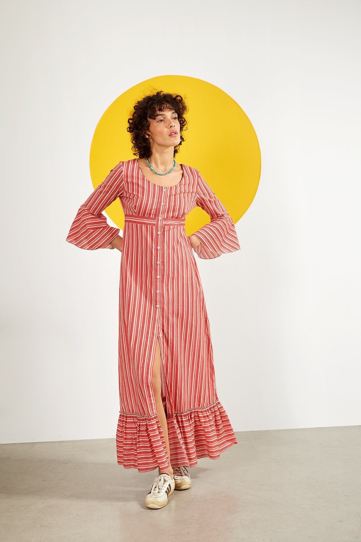 open lace back dress Unique Vintage Orange & Black Stripe Natalie Swing Dress main image 1