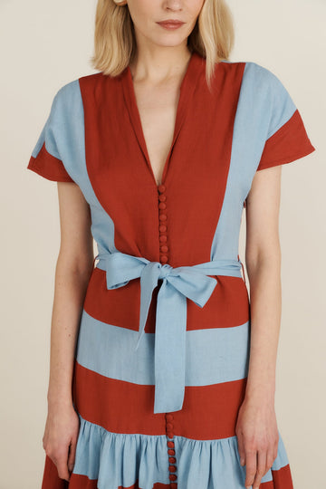Maria de la Orden | Roberta Dress Blue & Red Stripes Maria de la Orden | Roberta Dress Blue & Red Stripes