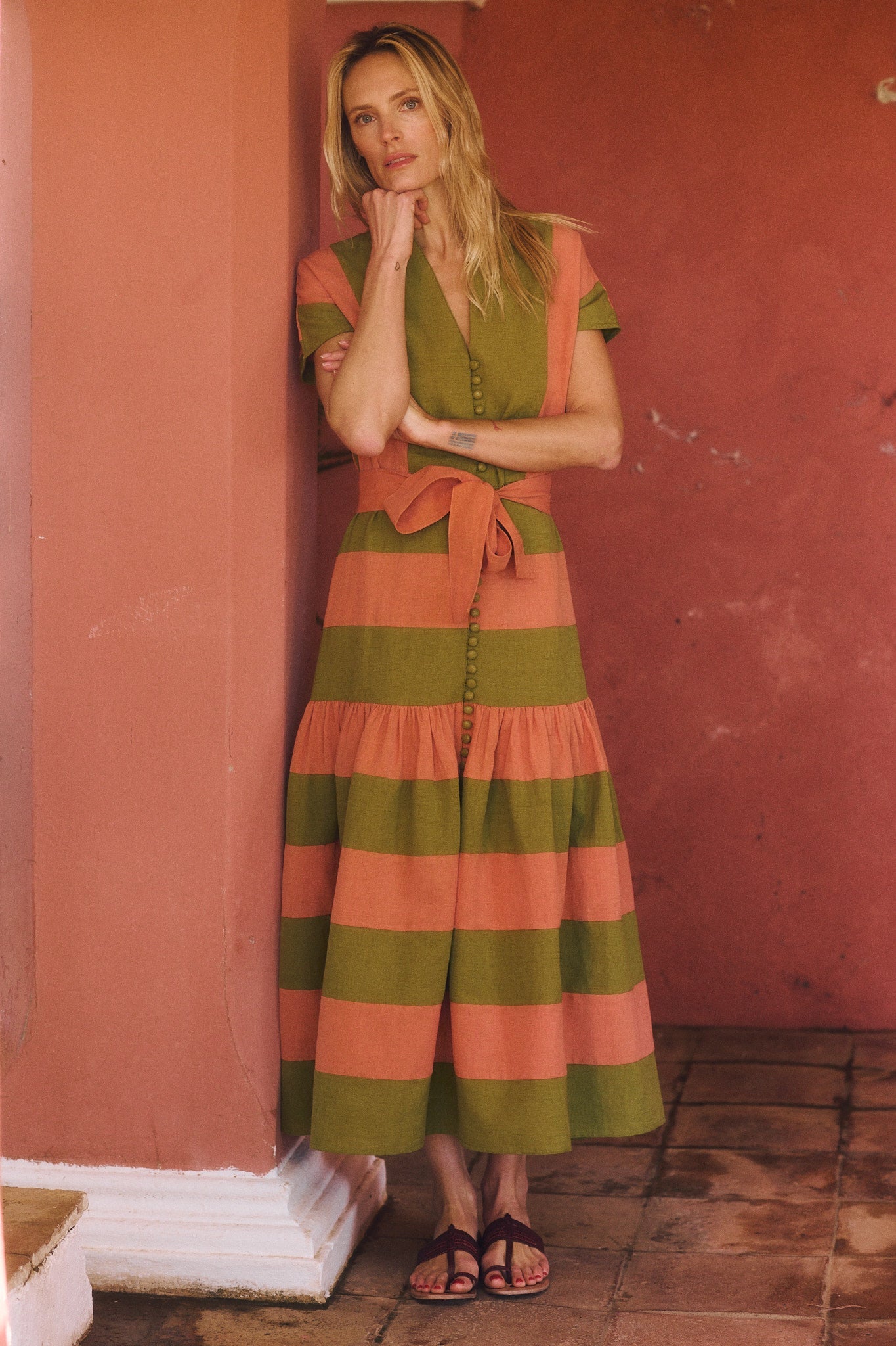 red and green striped dress Stripes never go out of style These striped dresses are the kind of pieces you'll want to wear for all your summer celebrations >> Sugar & Sunshine Green Striped Babydoll