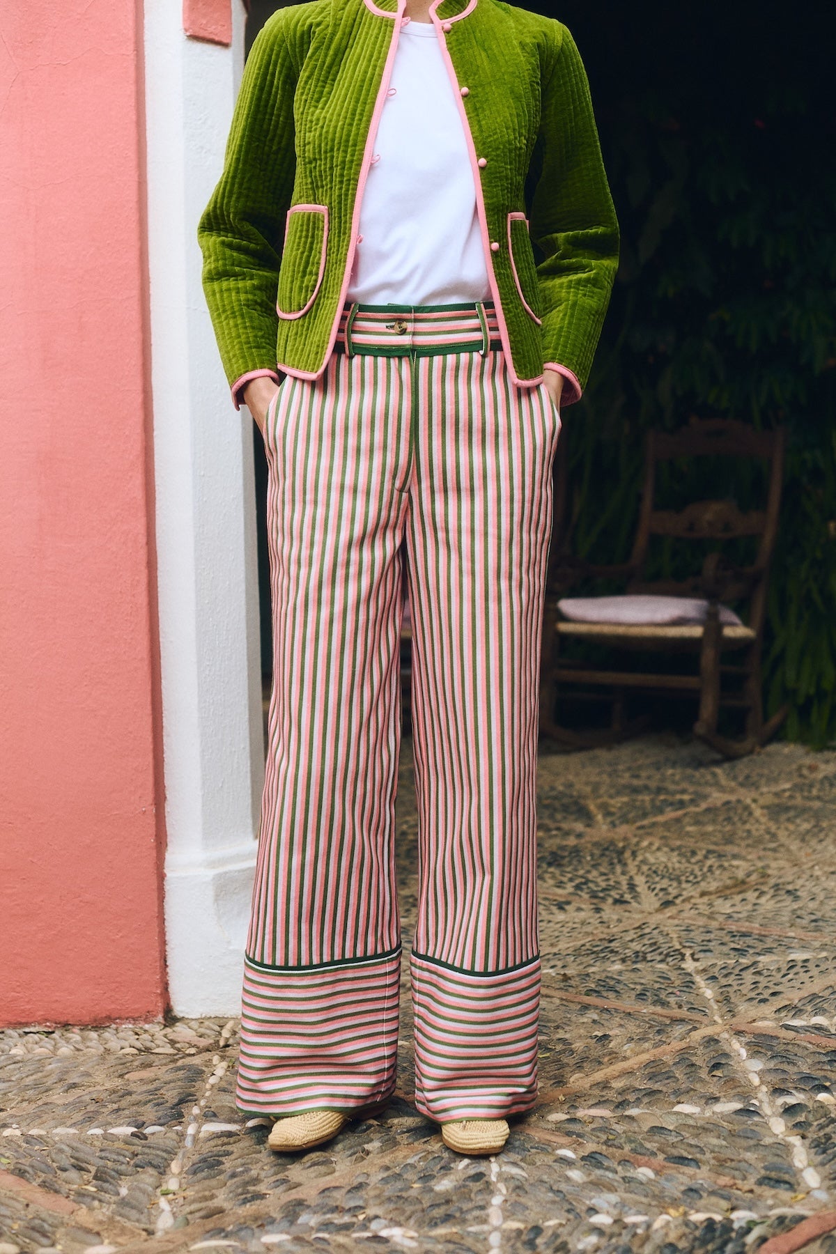 パンツ ORIMI 24AW big big slacks rame stripe Maria de la Orden | Romeo Pants Purple Stripes