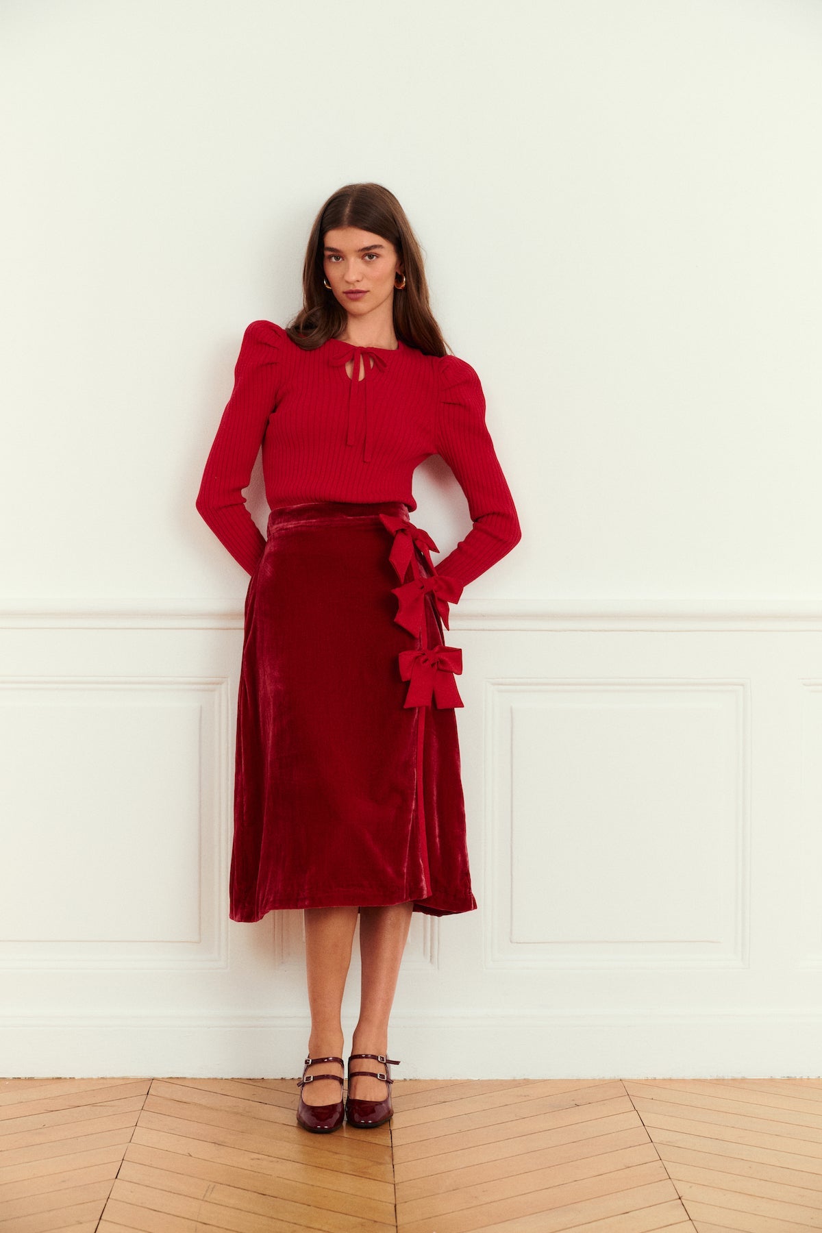 Red Velvet アイリーン着用 overdue flair★BACKLESS KNIT DRESS Maria de la Orden | Serafine Skirt Red Velvet