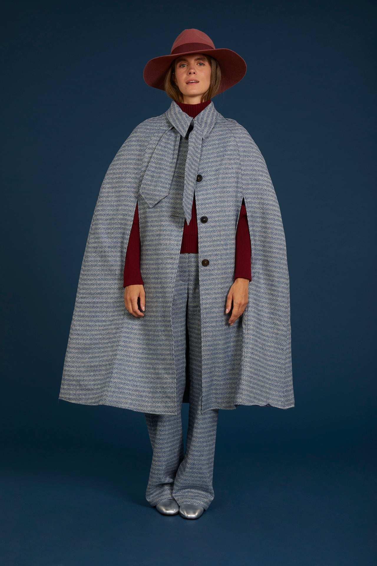 Maria de la Orden | Wood Cape Blue Tweed Lambswool